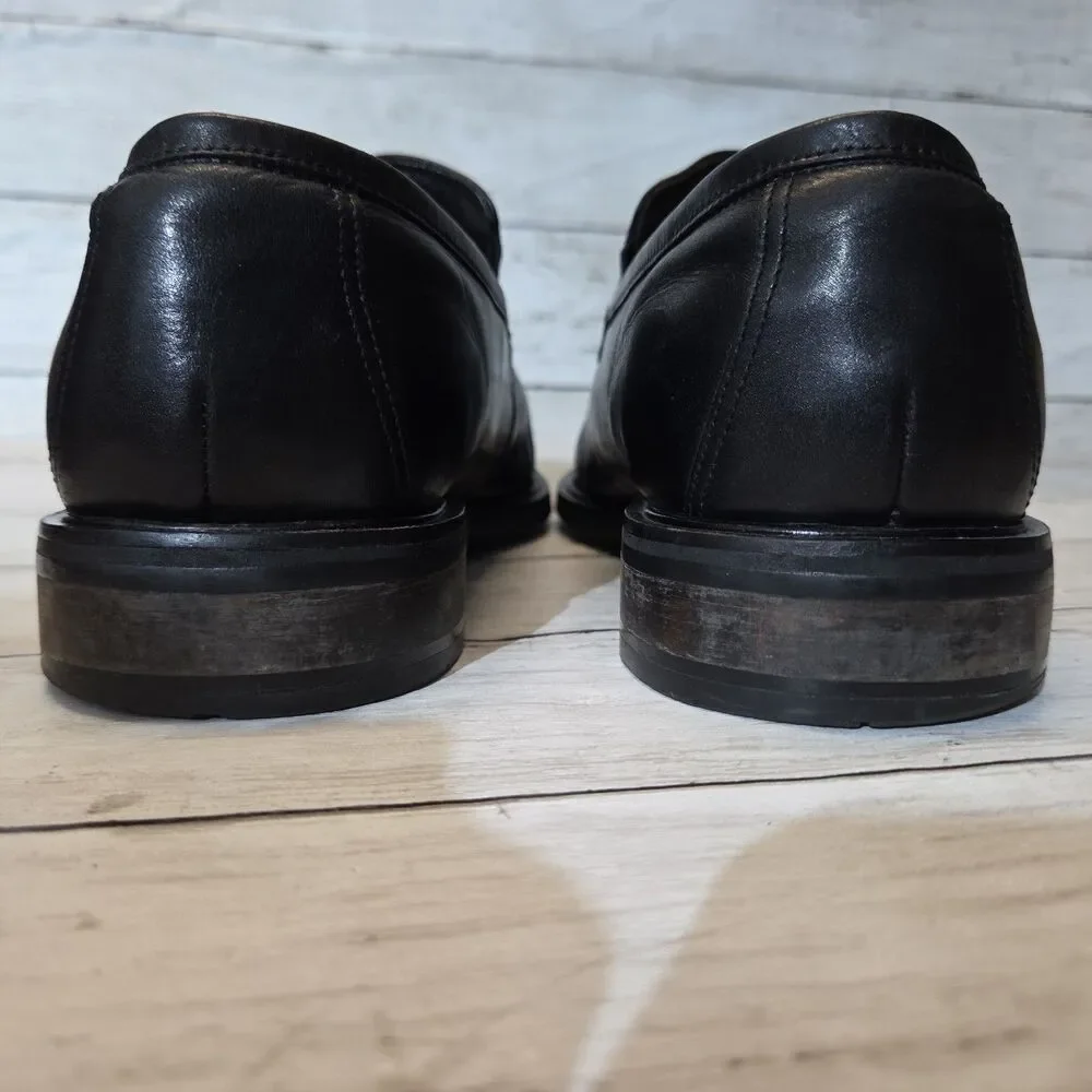 Florsheim Mens Black Leather Apron Moc Toe Slip On Loafers Dress Shoes Size 10D